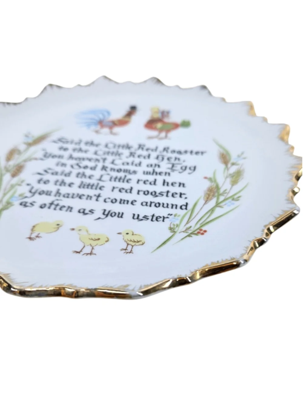 Vintage Little Red Hen Nursery Rhyme Porcelain Wall Plate Farmhouse Decor